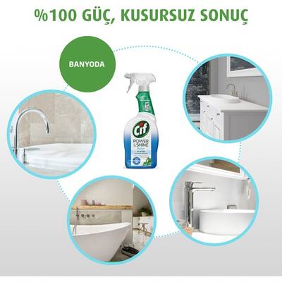 Cif Power Shine Cleanboost Sprey Temizleyici Banyo İçin Temizleyici ve Kireç Çözücü 750 ML