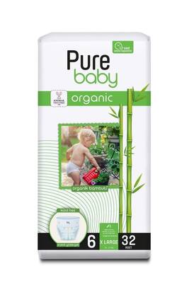 Pure Baby Organik Bambu Özlü Külot Bez Tekli Paket 6 Numara Xlarge 32 Adet