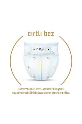 Pure Baby Organik Pamuklu Cırtlı Bez Ekonomik Paket 4 Numara Maxi 100 Adet