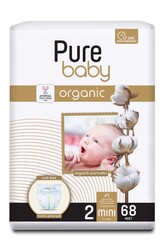 Pure Baby Organik Pamuklu Cırtlı Bez Tekli Paket 2 Numara Mini 68 Adet - Thumbnail