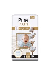 Pure Baby Organik Pamuklu Cırtlı Bez Tekli Paket 3 Numara Midi 56 Adet - Thumbnail