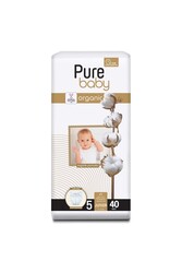 Pure Baby Organik Pamuklu Cırtlı Bez Tekli Paket 5 Numara Junior 40 Adet - Thumbnail