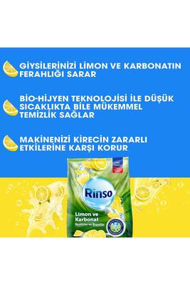 Rinso Limon ve Karbonat Renkliler ve Beyazlar için Toz Çamaşır Deterjanı 53 Yıkama 8 Kg