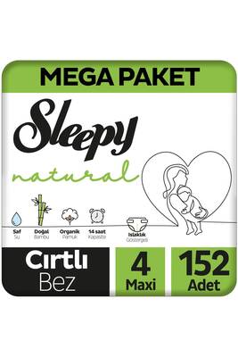 Sleepy Bebek Bezi Natural Beden 4 (7-14Kg) Maxi 152 Adet Mega Paket